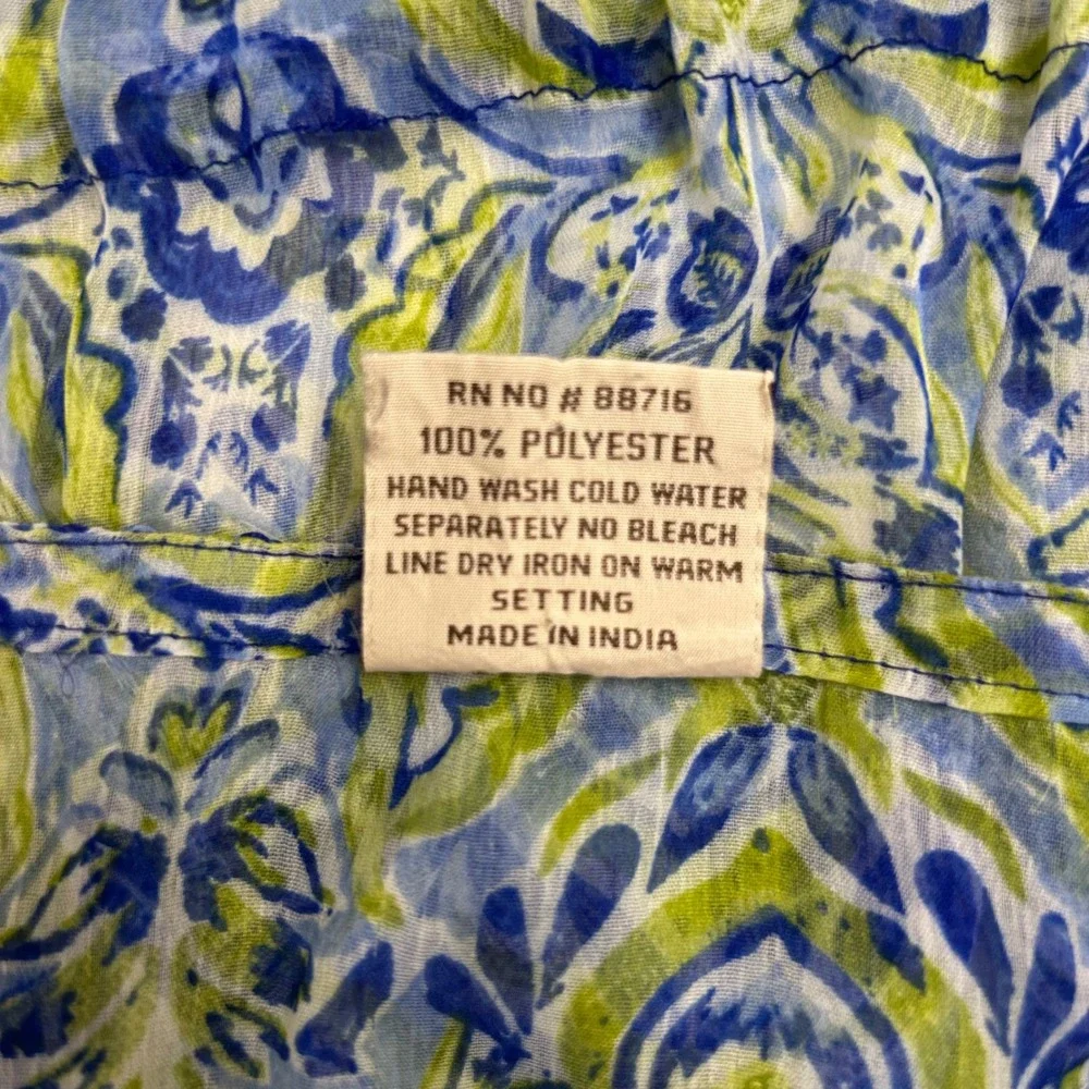 Sunflower Kaftan Swim Coverup Women Free‎ Size Blue Green Sheer Resort Cruise